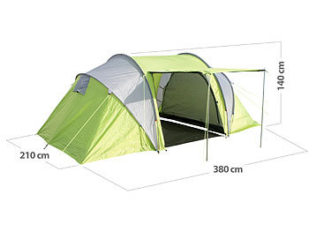 Produktbild NX-6389 Semptec Urban Survival Technology 4 Personen Tunnelzelt mit 2 Schlafkabinen, 3.000 mm Wassersäule – Bild 1