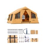 VEVOR Aufblasbares Zelt für Camping 8 12 Personen mit Handpumpe, 4,8x3,6x2,2 m Glamping Zelt mit 2 Oberlichtern, Baldachin, Ofenanschluss, 2 Türen & ...