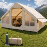 VEVOR Aufblasbare Zelte für Camping 4x3x2 m, 5–8 Personen, 300D Oxford Glamping Zelt mit Ofenanschluss, Handpumpe 2 Türen & 4 Netzfenstern, inkl. Aufbewahrungstasche für einfachen Transport