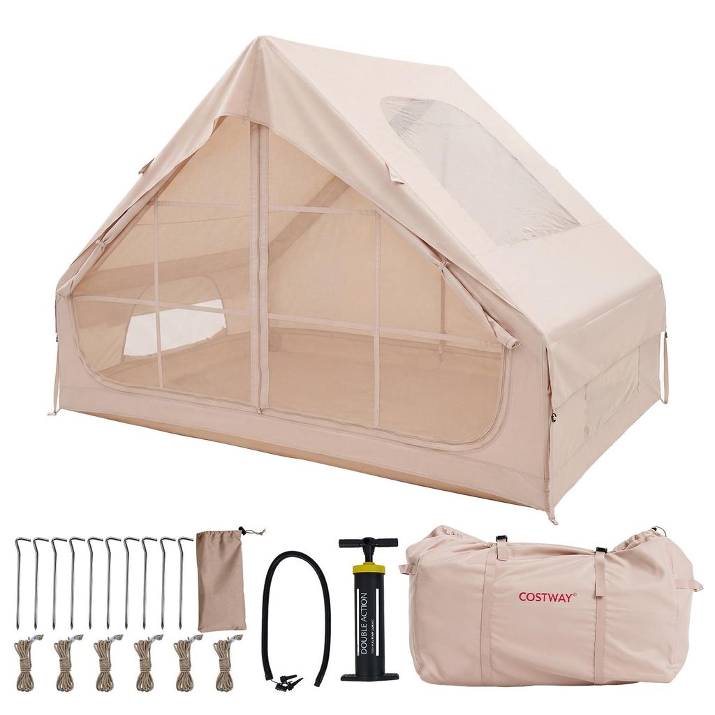 aufblasbares-zelt-4-personen-949tkm.jpg COSTWAY Aufblasbares Zelt für 4 Personen, Campingzelt – Bild 1