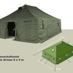 Armee Mannschaftszelt 6 x 5 m, 3 Packstücke A
