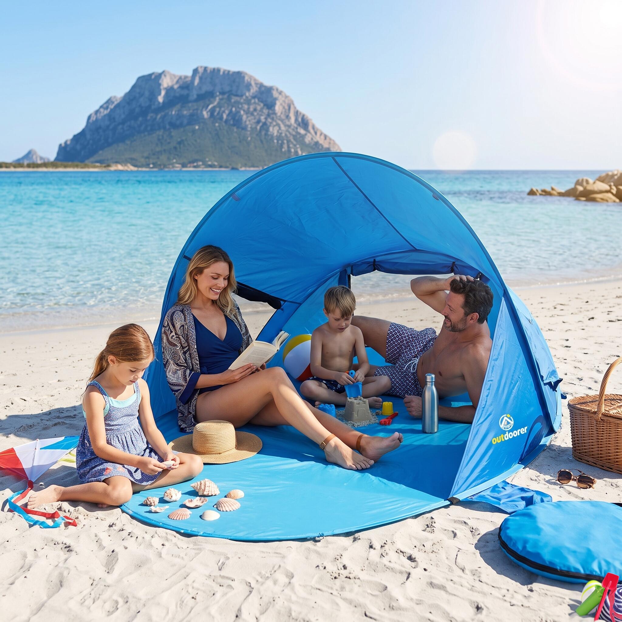decathlon-strandmuschel-216scp.jpg Pop Up Strandmuschel Beach Air Strandzelt mit Belüftung – Bild 1
