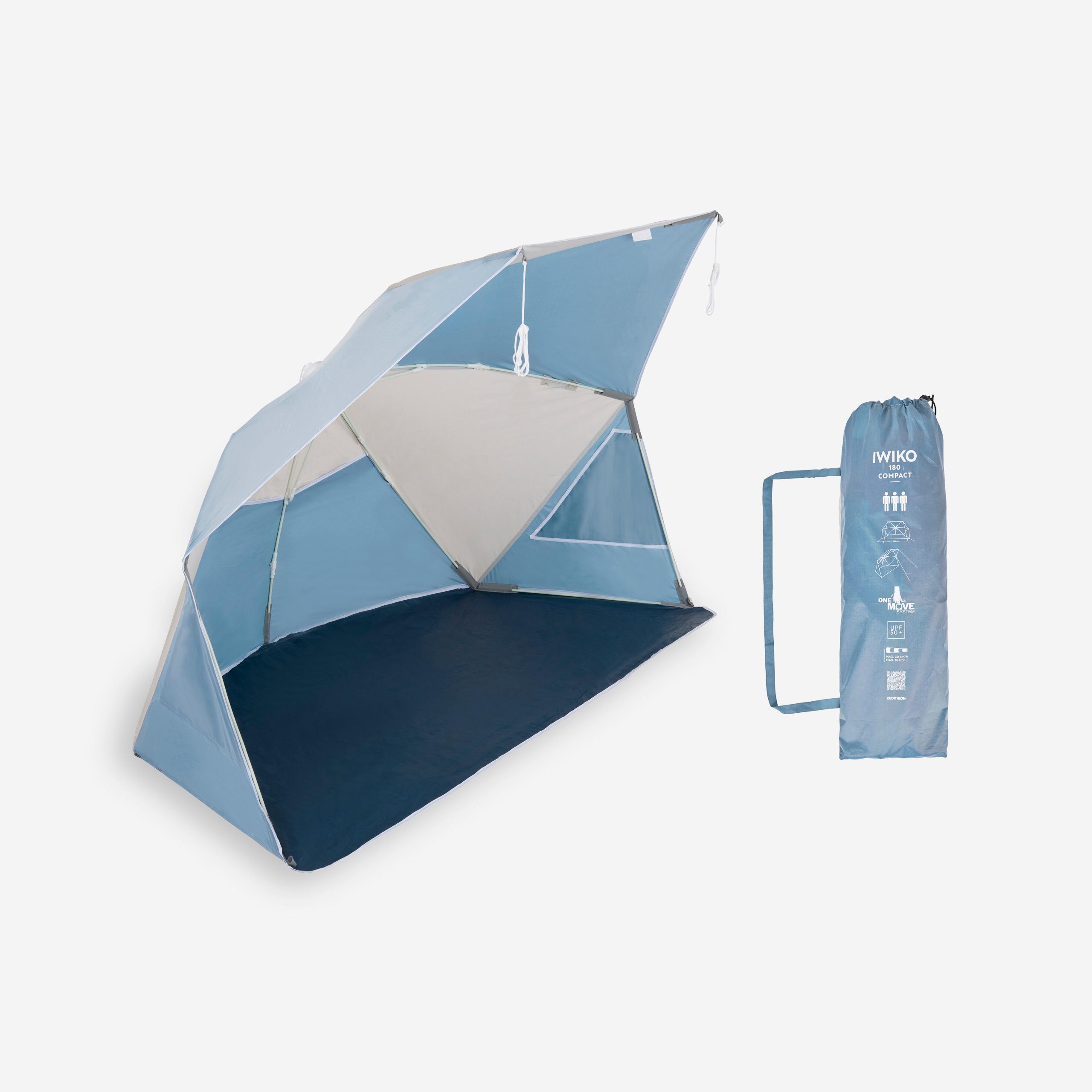 decathlon-strandmuschel-753vub.jpg Strandmuschel Compact drei Personen UPF50+ Durchmesser 180 cm Iwiko grau/beige | Decathlon – Bild 1