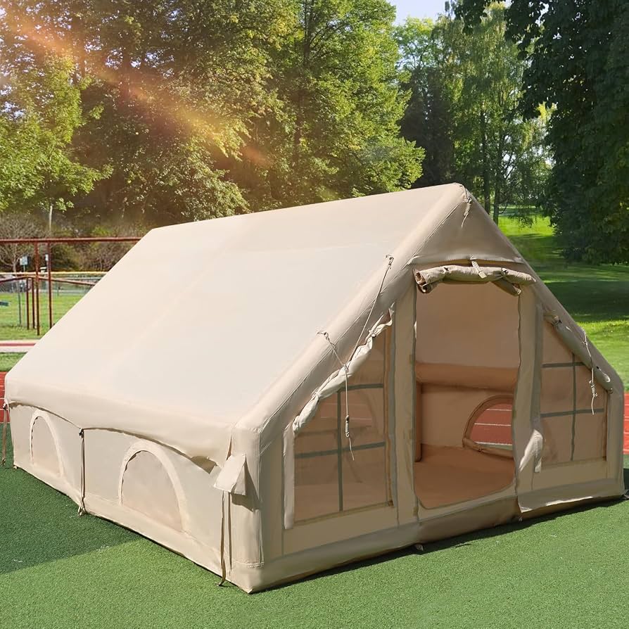 grosse-zelte-807drn.jpg Aufblasbare Zelte für Camping, Blow Up Glamping Zelte mit Handpumpe, einfach einzurichten 4 Saison wasserdicht Winddicht Outdoor Luft Zelte Haus, 2 Türen und 4 Fenster, 3 * 4M : Amazon.de: Sport & Freizeit – Bild 1