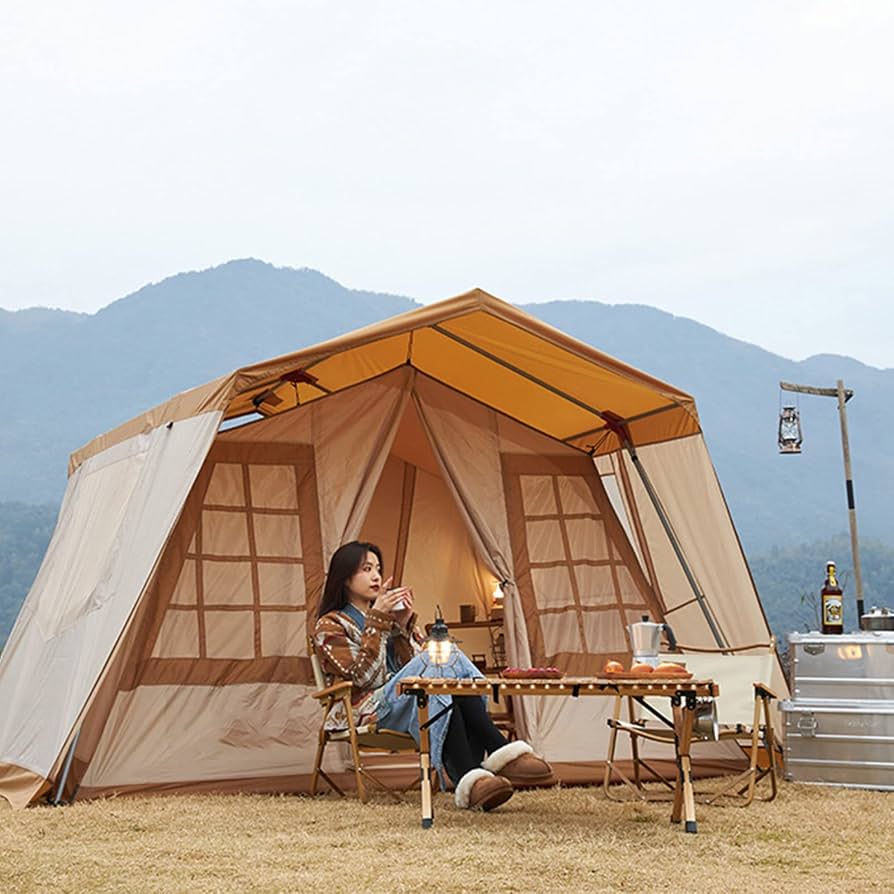grosses-zelt-586kza.jpg Outdoor Zelt, Camping, verdicktes Raumzelt, Sonnenschutz und regenfest, großes Luxus Campingzelt, großes Zelt für den Außenbereich, ... – Bild 1