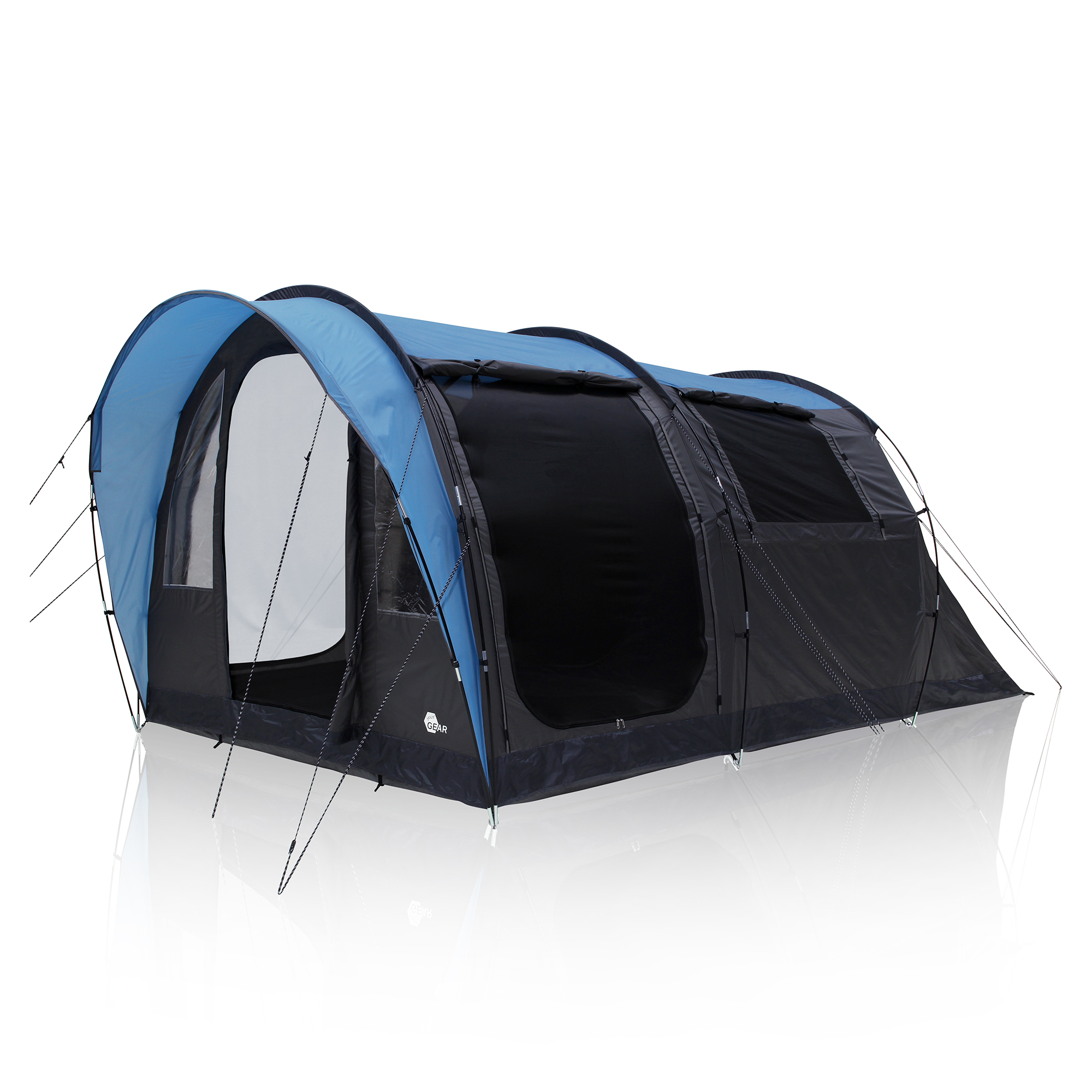 luftzelt-4-personen-355qbh.jpg your GEAR Zelt Bora 4 Personen Tunnelzelt Familienzelt Stehhöhe Bodenwanne Wasserdicht 5000 mm Vordach Blau Grau – Bild 1