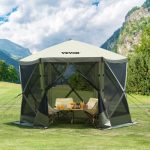 VEVOR Pop Up Pavillonzelt, Pop Up Zelt mit 6 seitigem Baldachin, Sonnenschutz mit 6 abnehmbaren Sichtschutz Windtüchern und Netzfenstern, 10 x 10 Fuß, ...