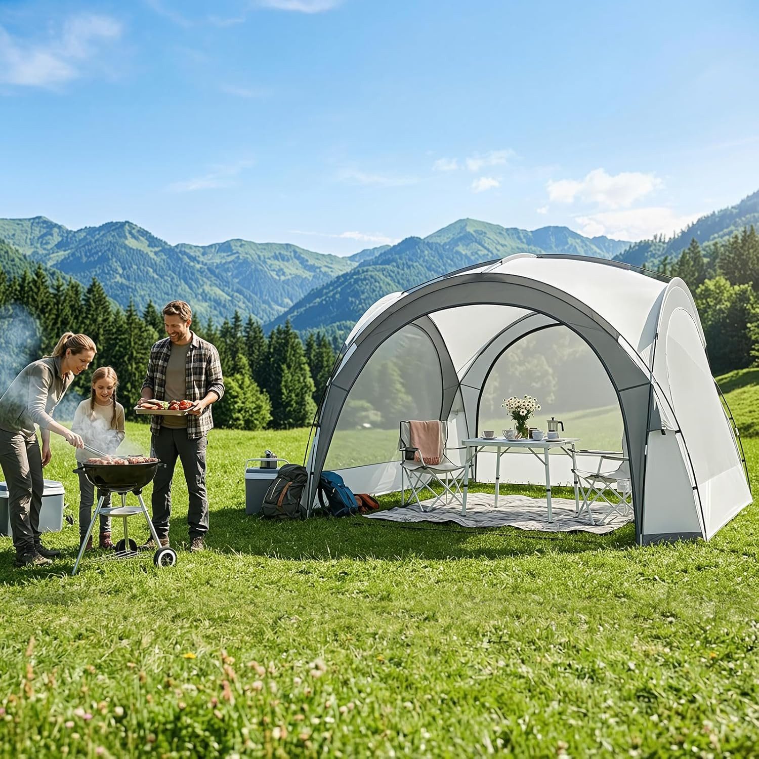 pavillo-zelt-274jnb.jpg AOXUN Pavillon 3,5x3,5m, Grau, Wasserdicht, UPF50+, Seitenwände, Türen, Pavillon Zelt – Bild 1