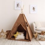 Tipi Zelt mit Matte und Kissen Karamell