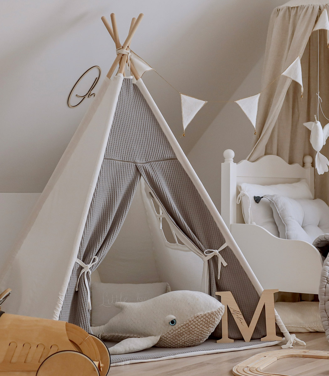 tipi-zelte-927nap.jpg Creme – Tipi, Zelt für Kinder mit Bodenmatte – MUZPONY – Bild 1