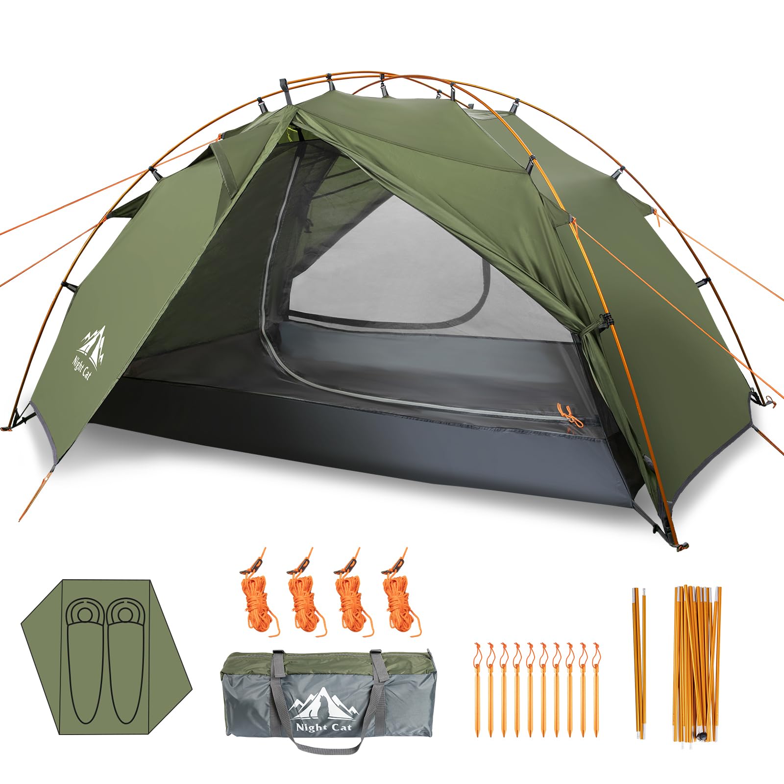 ultralight-zelt-2-personen-945ixl.jpg Night Cat Rucksackzelt für 2 Personen, leichtes Campingzelt mit faltbarer Stange, leicht, schnell aufzubauen, doppellagig, wasserdicht, ultraleicht, kompakt, 2,1 x 1,3 m, zwei Türen : Amazon.de: Sport & Freizeit – Bild 1