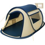 CampFeuer Wurfzelt Zelt Quiki für 2 Personen, Creme / Blau, Wurfzelt Aufbau in 2 Sekunden, Personen: 2