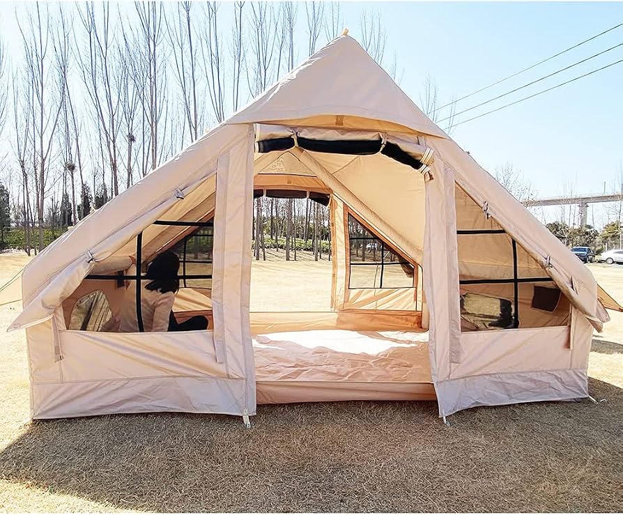 zelt-4-personen-aufblasbar-864wmc.jpg Aufblasbares Glamping Zelt mit Pumpe, einfach aufzubauende wasserdichte Outdoor Oxford Zelte, selbsttragende Struktur, Kabinenzelt mit Moskitonetz, aufblasbares Hauszelt für 4–5 Personen, 4 Jahresze : Amazon.de: Sport & Freizeit – Bild 1