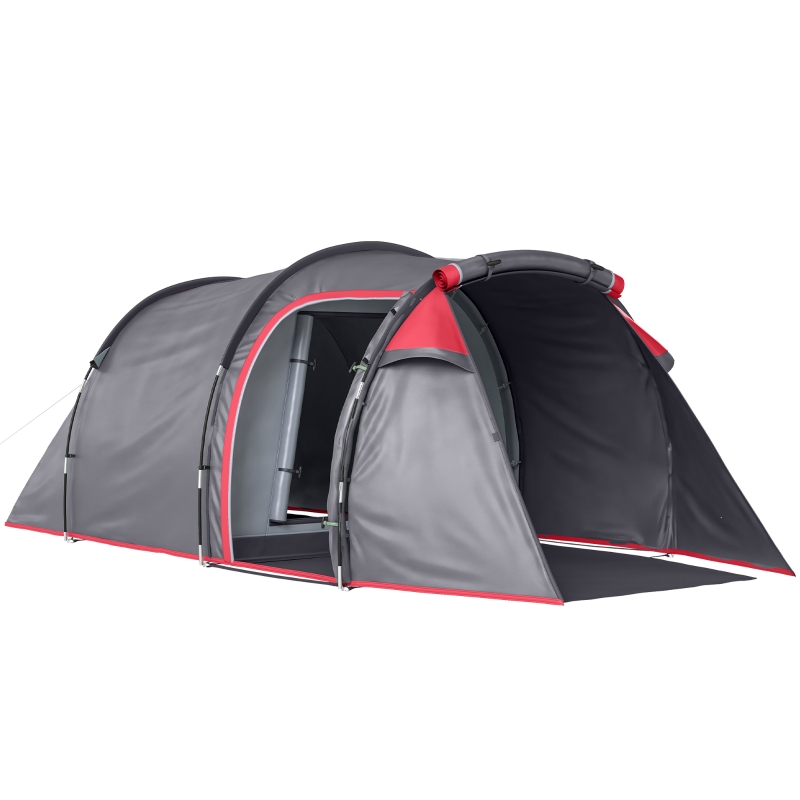 zelt-fuer-2-personen-265hkm.jpg Outsunny Campingzelt, Wurfzelt für 2 3 Personen, Vorraum & Schlafbereich, wasserdicht, 426 x 206 x 154 cm, Grau | Aosom.de – Bild 1