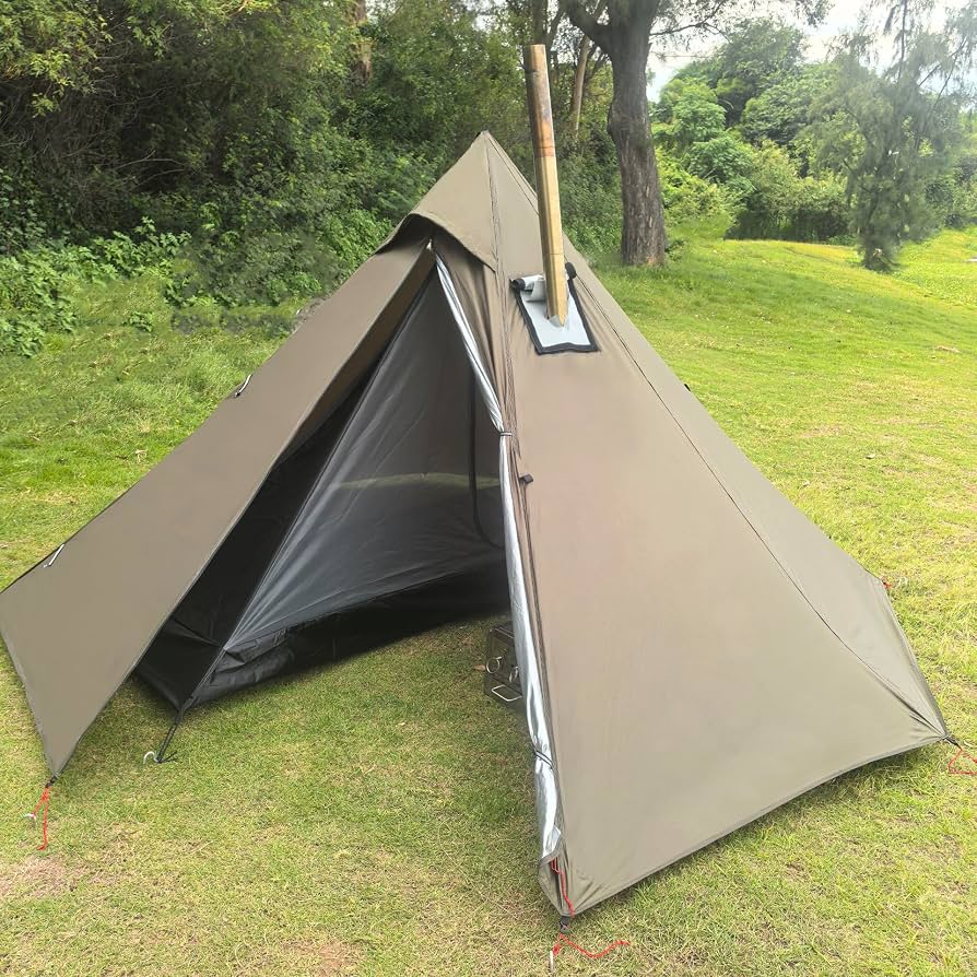 zelt-mit-ofen-025ugd.jpg 1 Personen Ultraleicht Hot Tent Mit Stove Jack Tipi Zelt Outdoor Camping Firstzelte für Zeltofen Holzofen 4 Jahreszeiten Die Jagd Trekking ... – Bild 1