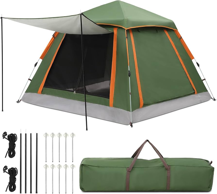 zelt-vorzelt-457yda.jpg HAUSPROFI Zelt 2 3 Perosonen Pop Up Zelt, Camping Zelt mit Vorzelt Fenster, Große Wasserdicht Automatisches Wurfzelt, Doppeltürlüftung, Moskitoschutz, ... – Bild 1